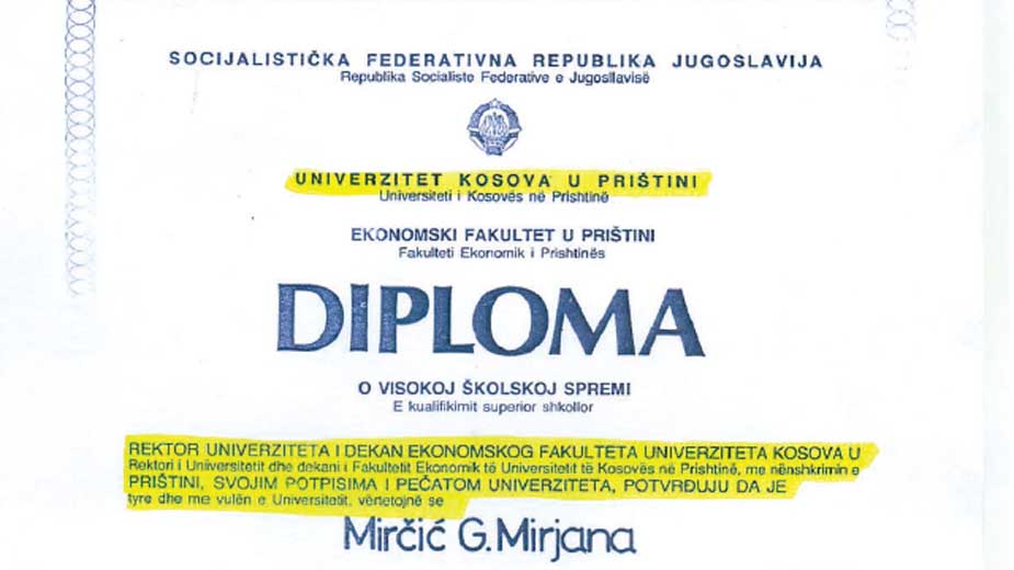 Državu ne zanima sporna diploma sa "Univerziteta Kosovo" 1