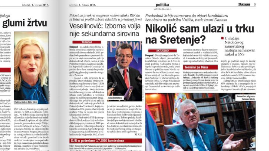 "Danas" prvi pisao da će se Nikolić kandidovati 2