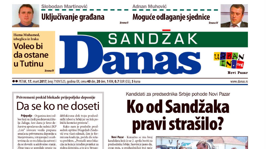 Sandžak Danas - 10. mart 2017. 1 Sandžak Danas - 10. mart 2017. 1