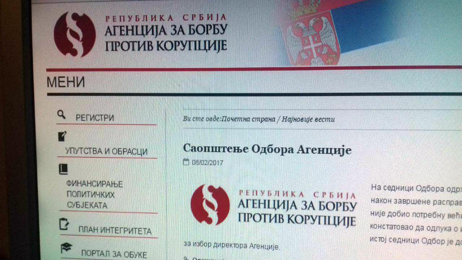Bez izbora člana Agencije za borbu protiv korupcije 1 Bez izbora člana Agencije za borbu protiv korupcije 1