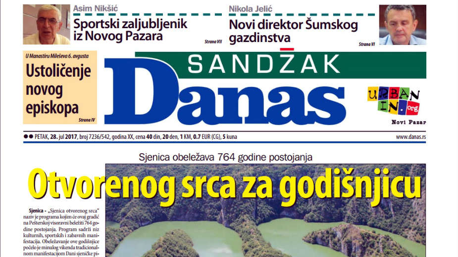 Sandžak Danas - 28. jul 2017. 1 Sandžak Danas - 28. jul 2017. 1