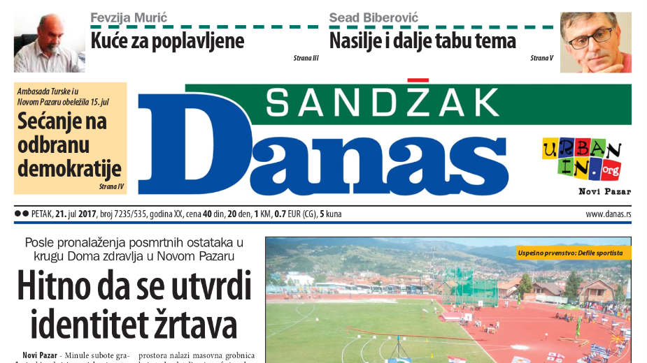 Sandžak Danas - 21. jul 2017. 1 Sandžak Danas - 21. jul 2017. 1
