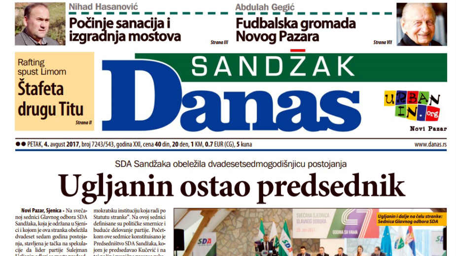 Sandžak Danas - 4. avgust 2017. 1