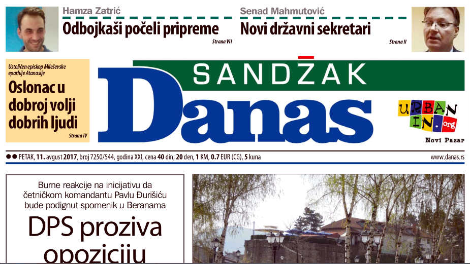 Sandžak Danas - 11. avgust 2017. 1 Sandžak Danas - 11. avgust 2017. 1