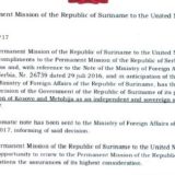 Šta tačno piše u noti Surinama UN-u 11