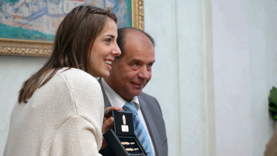 Tijana Malešević, zlatna odbojkašica, na prijemu u Užicu 1