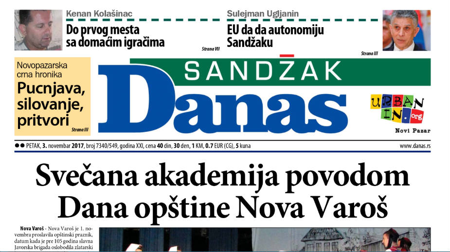 Sandžak Danas - 3. novembar 2017. 1