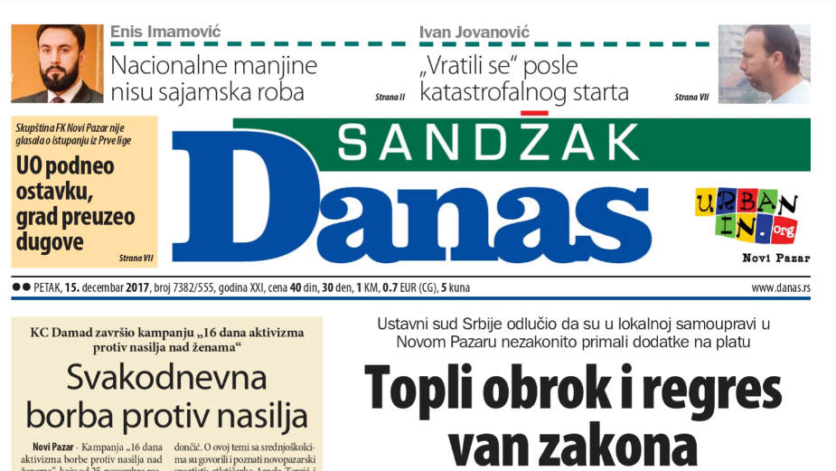 Sandžak Danas - 15. decembar 2017. 1