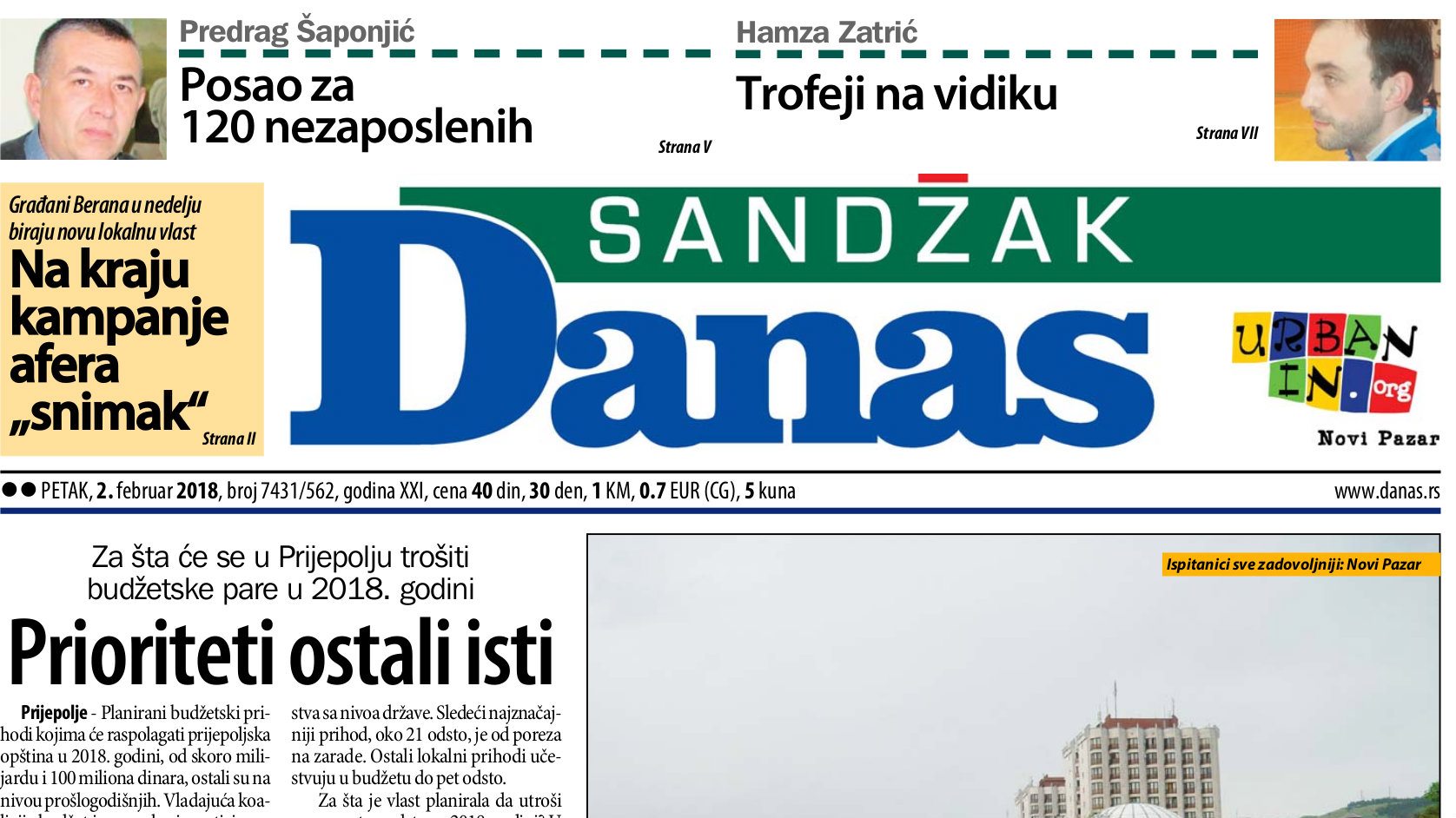 Sandžak Danas - 2. februar 2018. 1