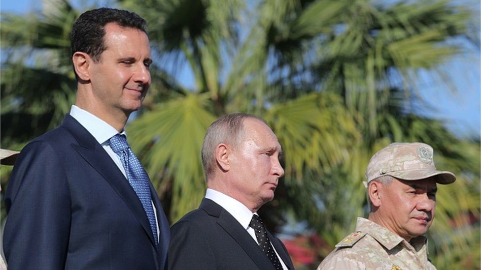 Saveznici: (s leva nadesno): Bašar Al Asad, Vladimir Putin i ruski ministar odbrane Sergej Šojgu