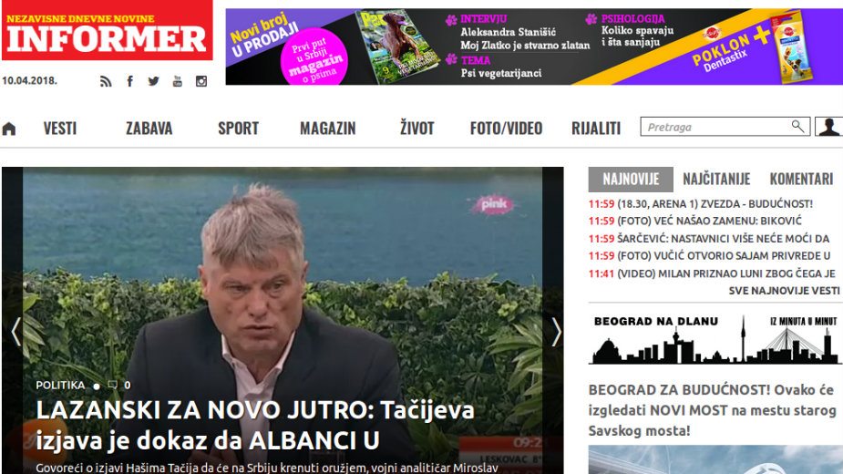 UNS: Informer naslovnicom prekršio zakon 1 UNS: Informer naslovnicom prekršio zakon 1