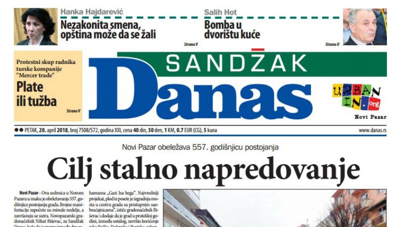 Sandžak Danas - 20. april 2018. 1 Sandžak Danas - 20. april 2018. 1