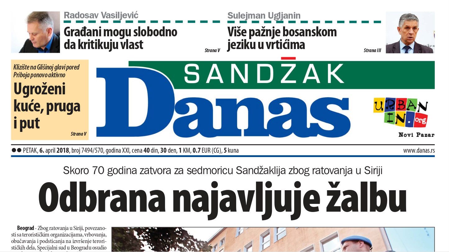 Sandžak Danas - 6. april 2018. 1 Sandžak Danas - 6. april 2018. 1