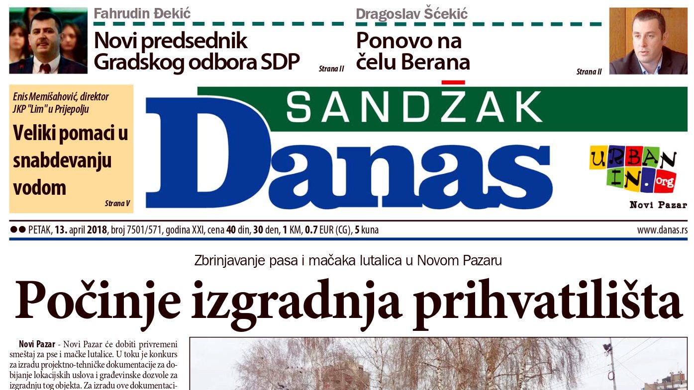 Sandžak Danas - 13. april 2018. 1 Sandžak Danas - 13. april 2018. 1