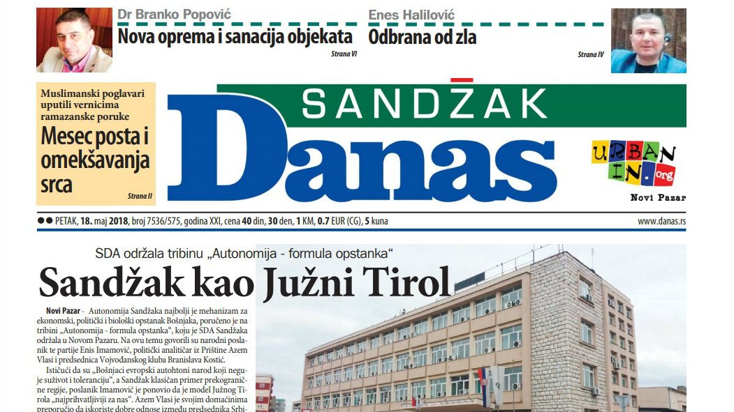 Sandžak Danas – 18. maj 2018. 1