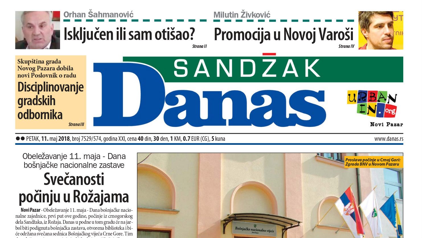 Sandžak Danas - 11. maj 2018. 1