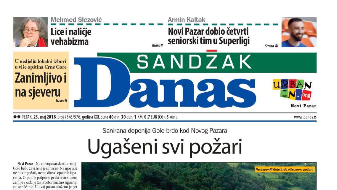 Sandžak Danas – 25. maj 2018. 1