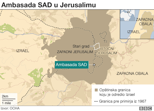 Mapa ambasade SAD u Jerusalimu