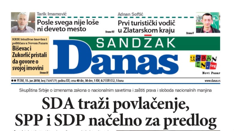 Sandžak Danas – 15. jun 2018. 1