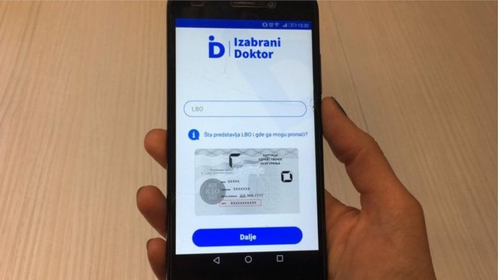 Ekran telefona sa aplikacijom Izabrani doktor