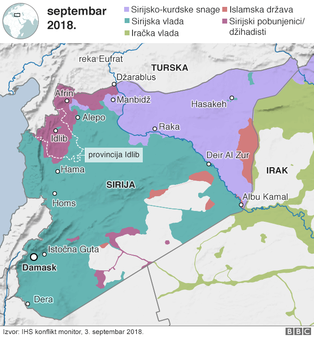 Rat u Siriji: Rusija „nastavlja s napadima na Idlib“ 2 mapa provincije idlib u siriji