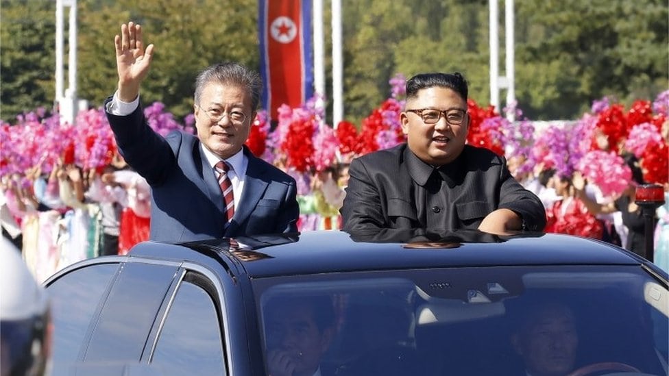 Mun Dže In i Kim Đong Un u Pjongjangu
