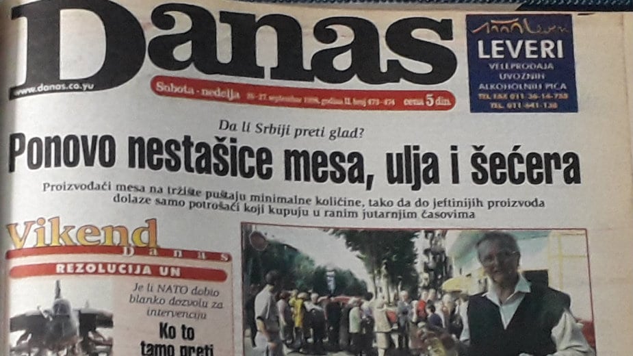 Danas (1998): Ujedinjene nacije zapretile Jugoslaviji 1