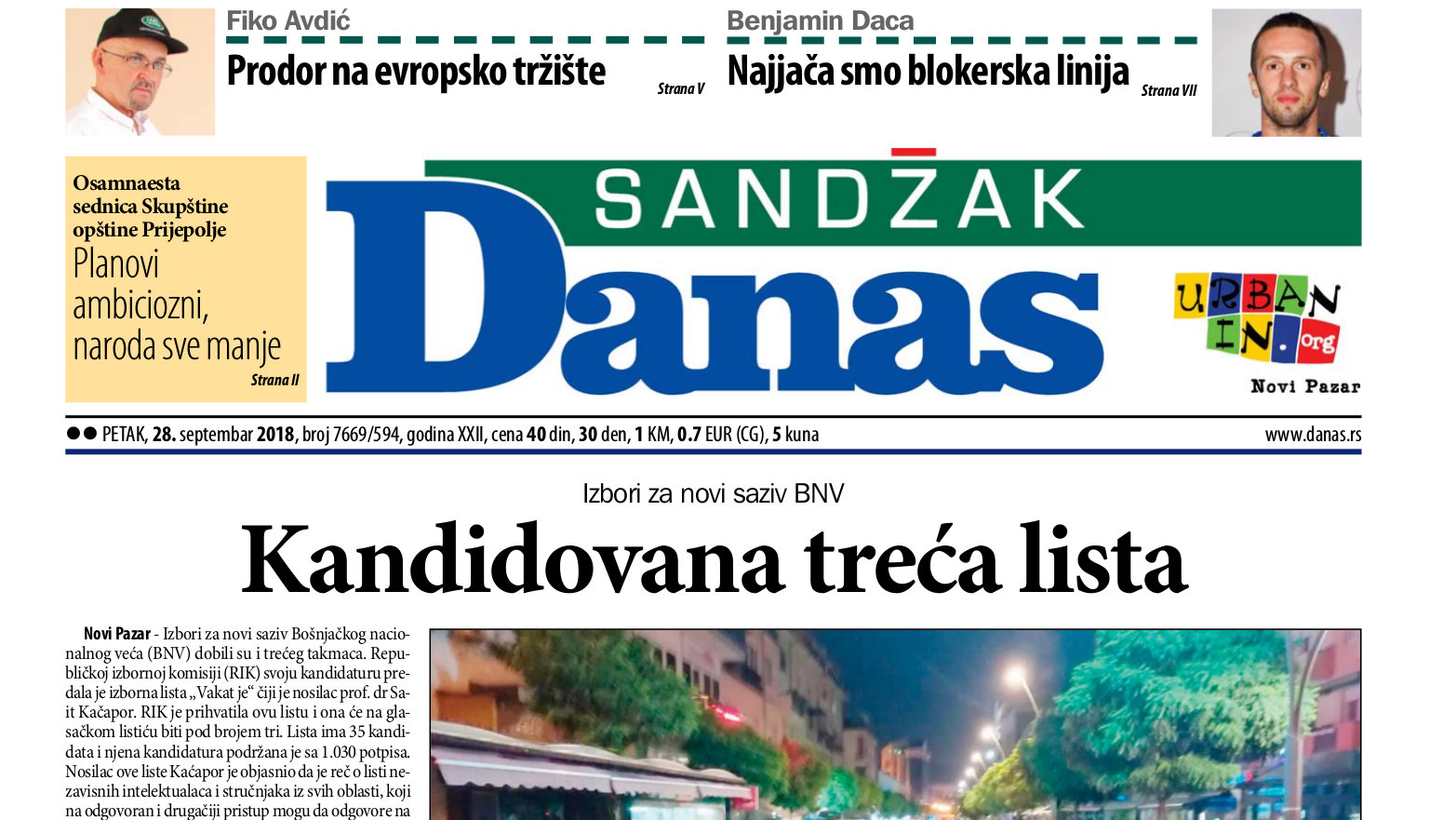 Sandžak Danas - 28. septembar 2018. 1