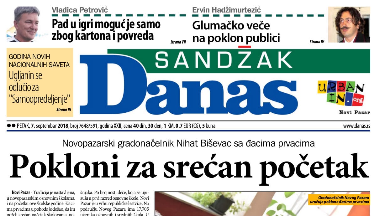Sandžak Danas - 7. septembar 2018. 1