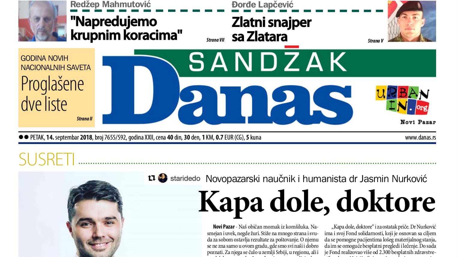 Sandžak Danas - 14. septembar 2018. 1
