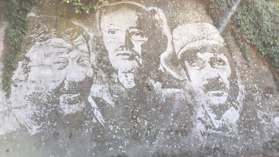 Mural Pavla Vuisića, Mustafe Nadarević i Borisa Dvornika u Brčkom