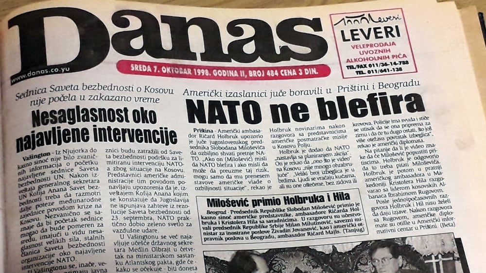Danas (1998): Avioni NATO samo što nisu poleteli 1