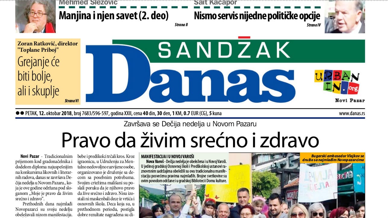 Sandžak Danas - 12. oktobar 2018. 1