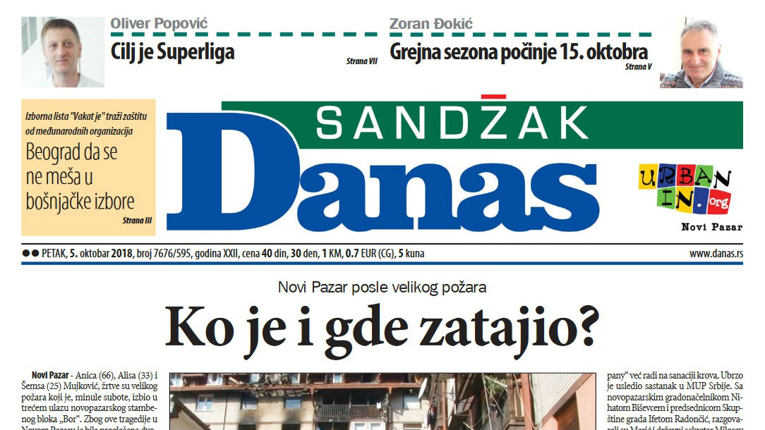 Sandžak Danas - 5. oktobar 2018. 1 Sandžak Danas - 5. oktobar 2018. 1