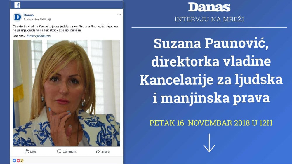 Suzana Paunović 16. novembra odgovara na pitanja na Fejsbuku 1