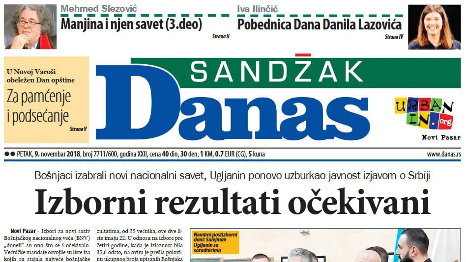 Sandžak Danas - 9 . novembar 2018. 1 Sandžak Danas - 9 . novembar 2018. 1