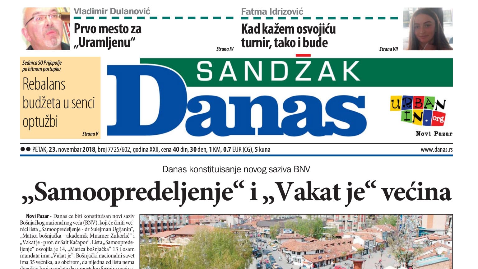Sandžak Danas - 23. novembar 2018. 1 Sandžak Danas - 23. novembar 2018. 1