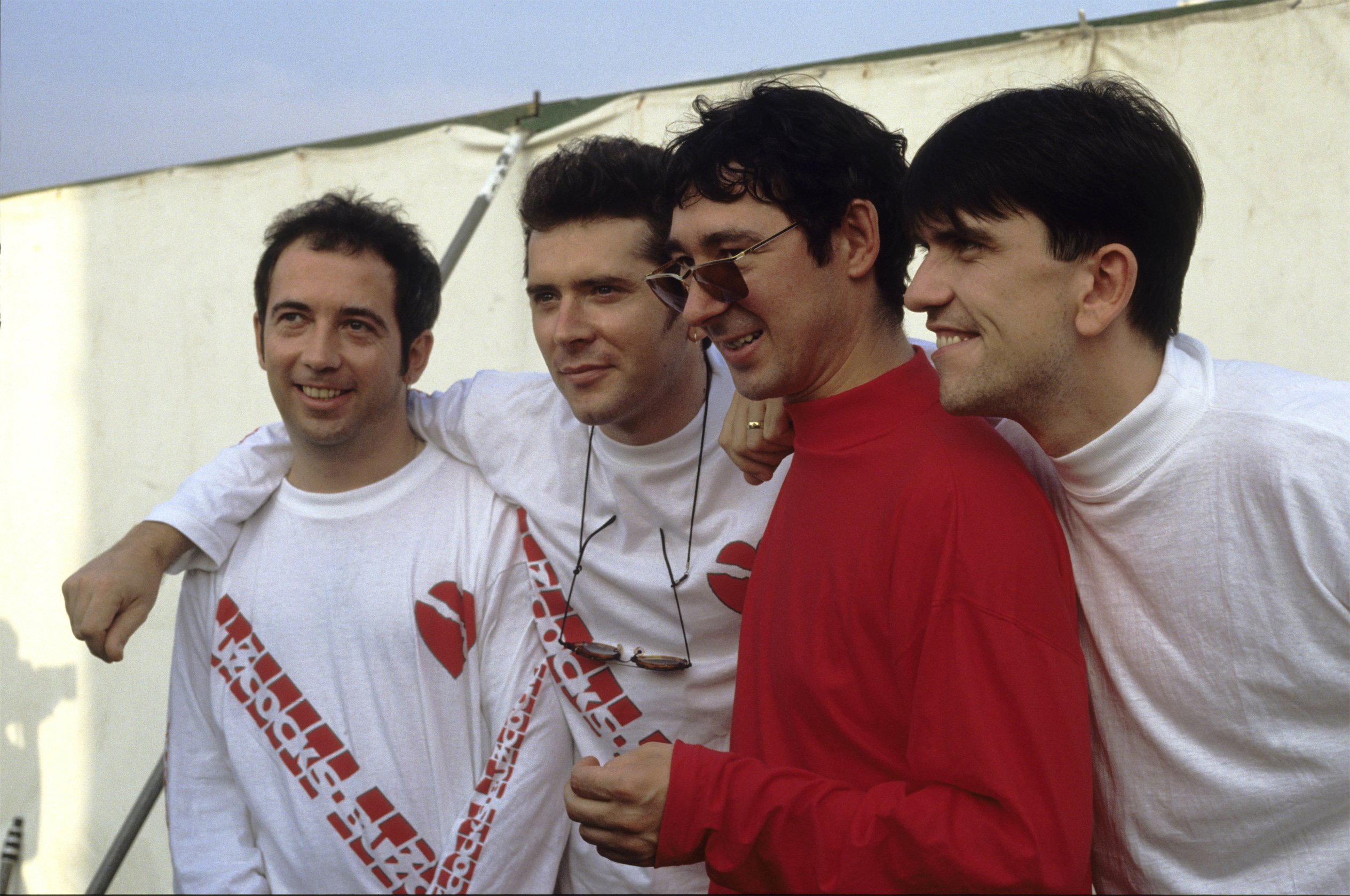 The re-formed Buzzcocks line-up at the Reading Festival in 1990. From left: Pete Shelley, Steve Diggle, Steve Garvey and Mike Joyce