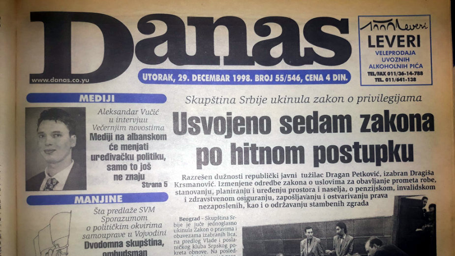 Vučić (1998): Zakon sankcioniše kada mediji pozivaju na rušenje države 1
