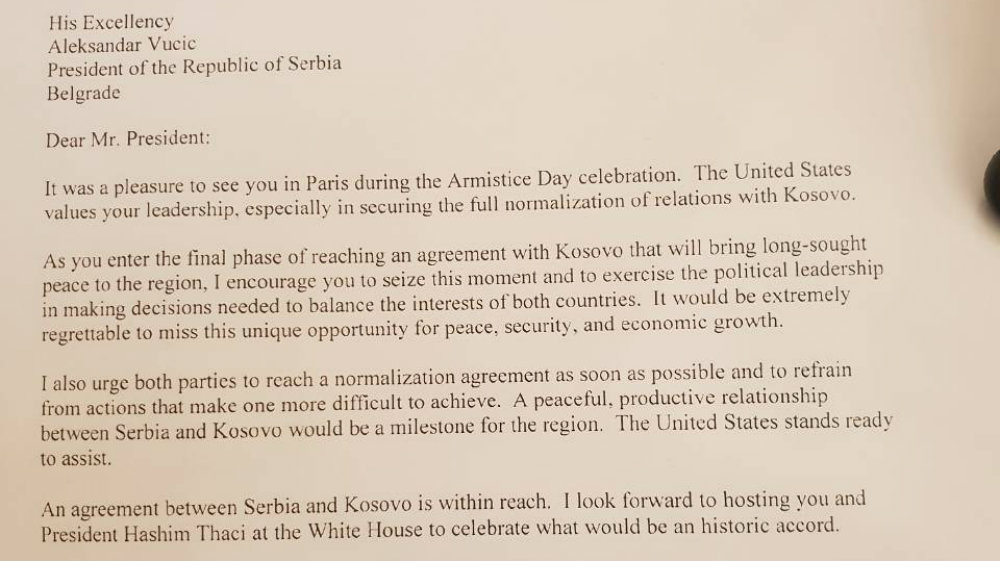 Trampovo pismo Vučiću: Ohrabrujem vas da iskoristite trenutak 1