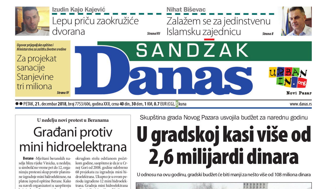 Sandžak Danas - 21. decembar 2018. 1
