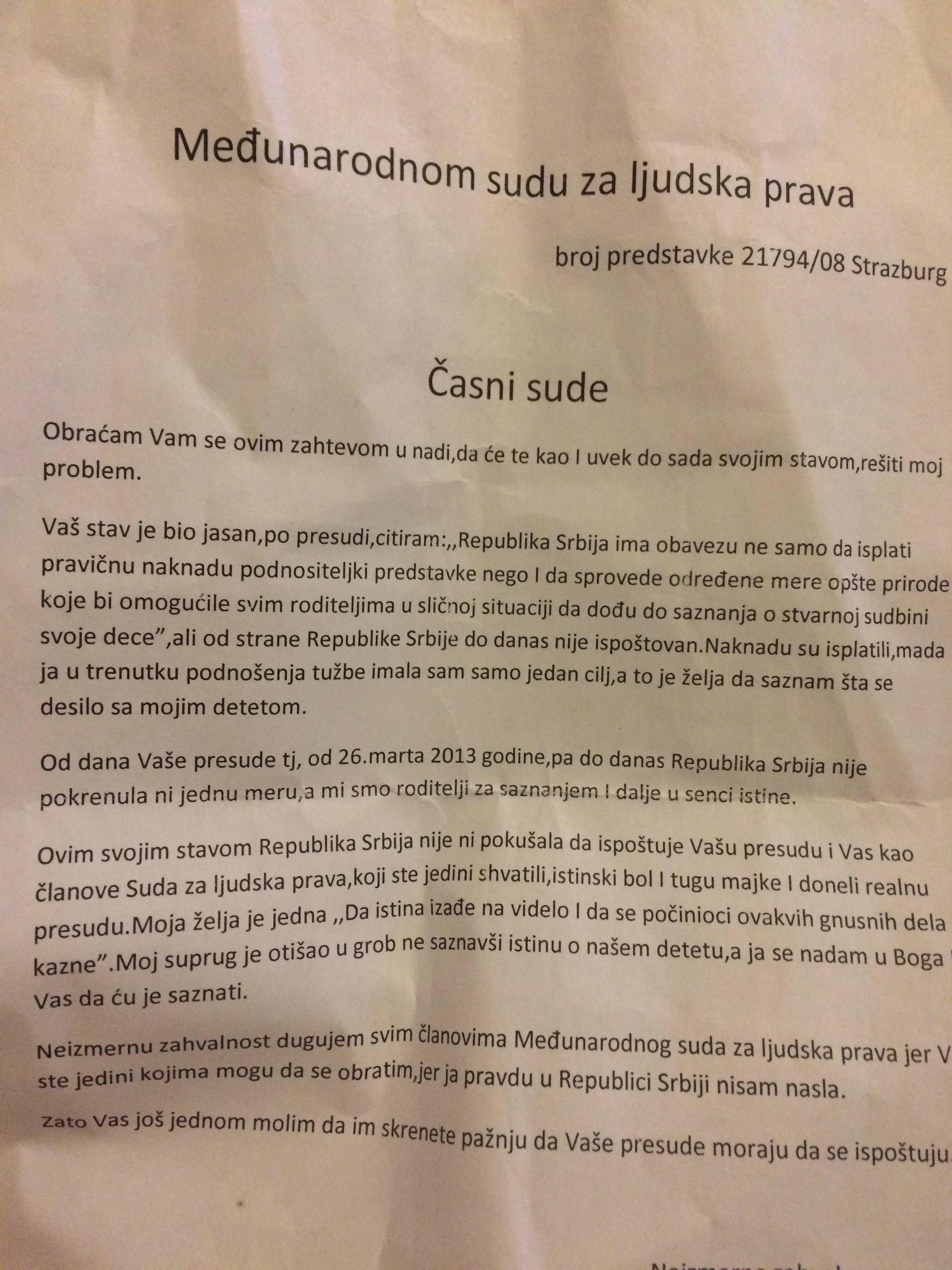pismo Zorice Jovanović