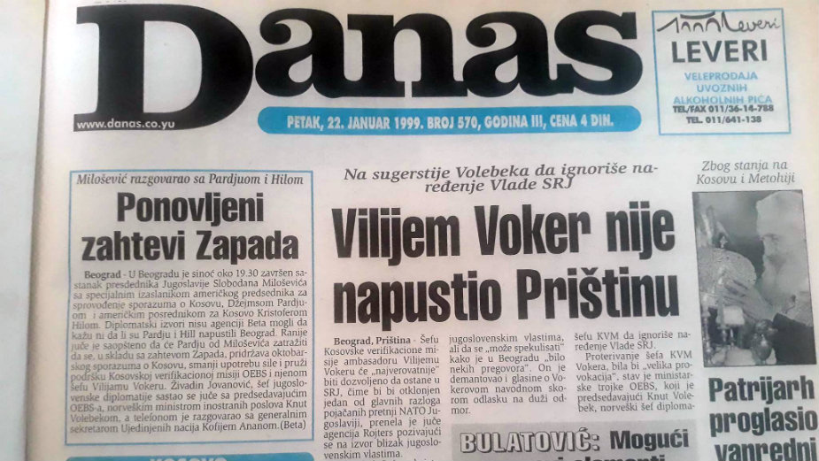 Danas (1999): Snage NATO kreću ka Jadranskom moru 1
