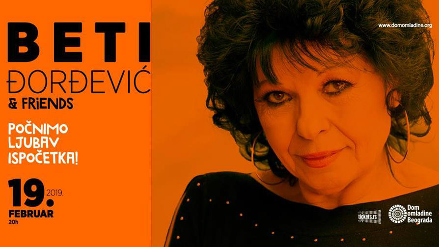Beti Đorđević & Friends 19. februara u Domu omladine Beograda 1