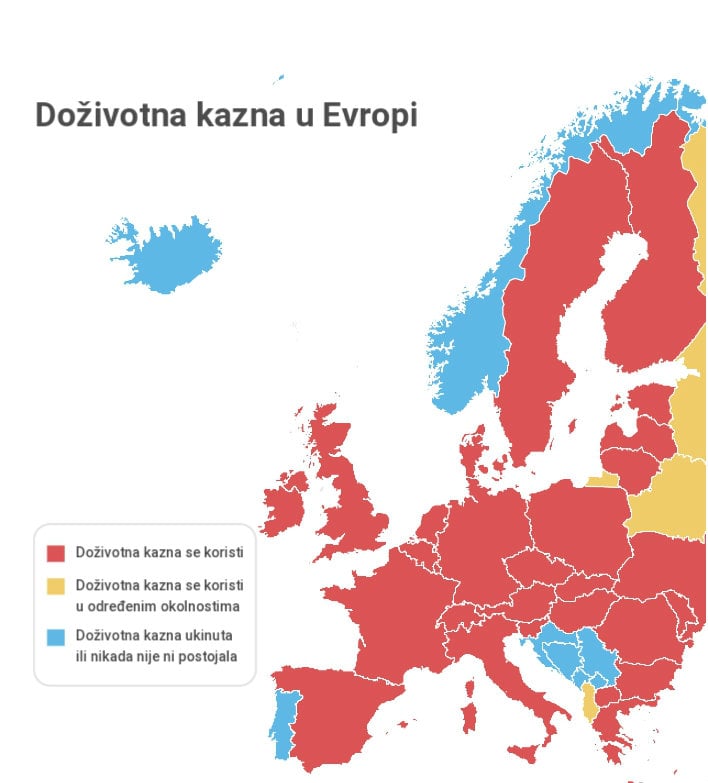 Koje evropske zemlje imaju kaznu doživotnog zatvora (MAPA) 2