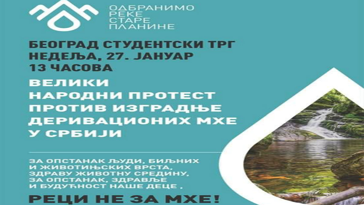 Ekološki protest u Beogradu protiv izgradnje derivacionih mini hidrocentrala 1