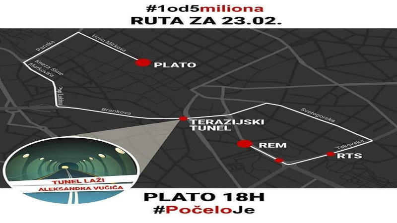 Protest u Beogradu: Neobična ruta - kroz tunel Vučićevih laži 1