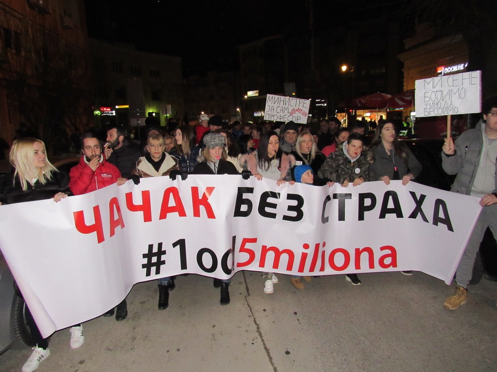Deveti protest "Jedan od pet miliona" u Čačku 15. marta 1