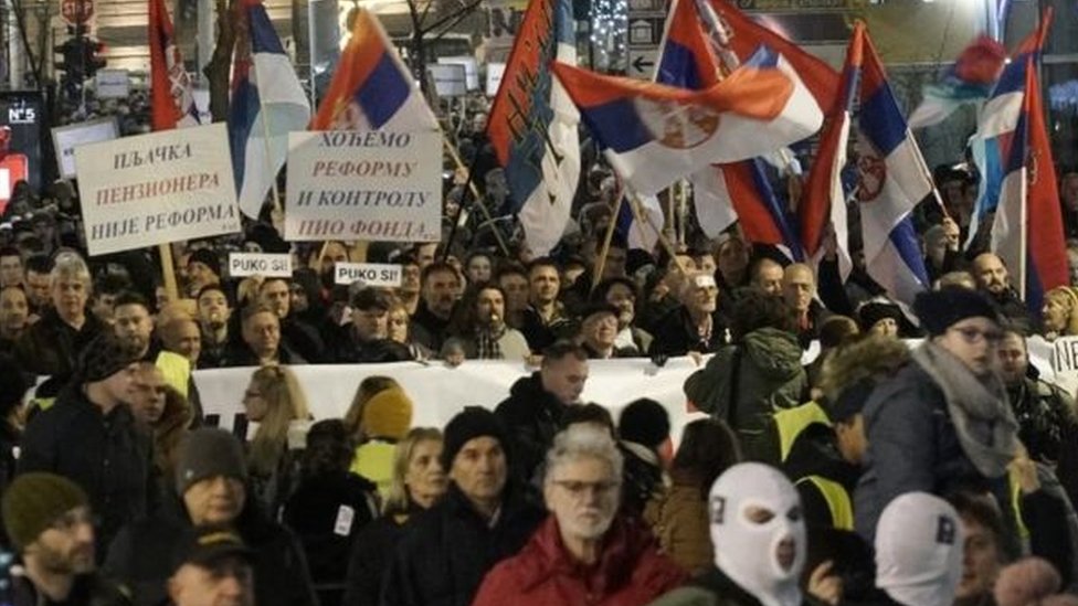 Masa, protest Jedan od pet miliona, Beograd, decembar 2019.