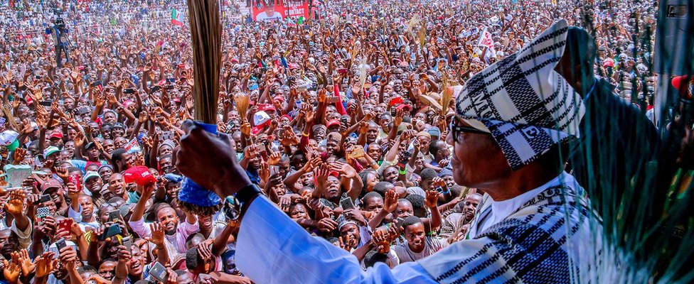 Nigerias President Muhammadu Buhari attends a campaign rally